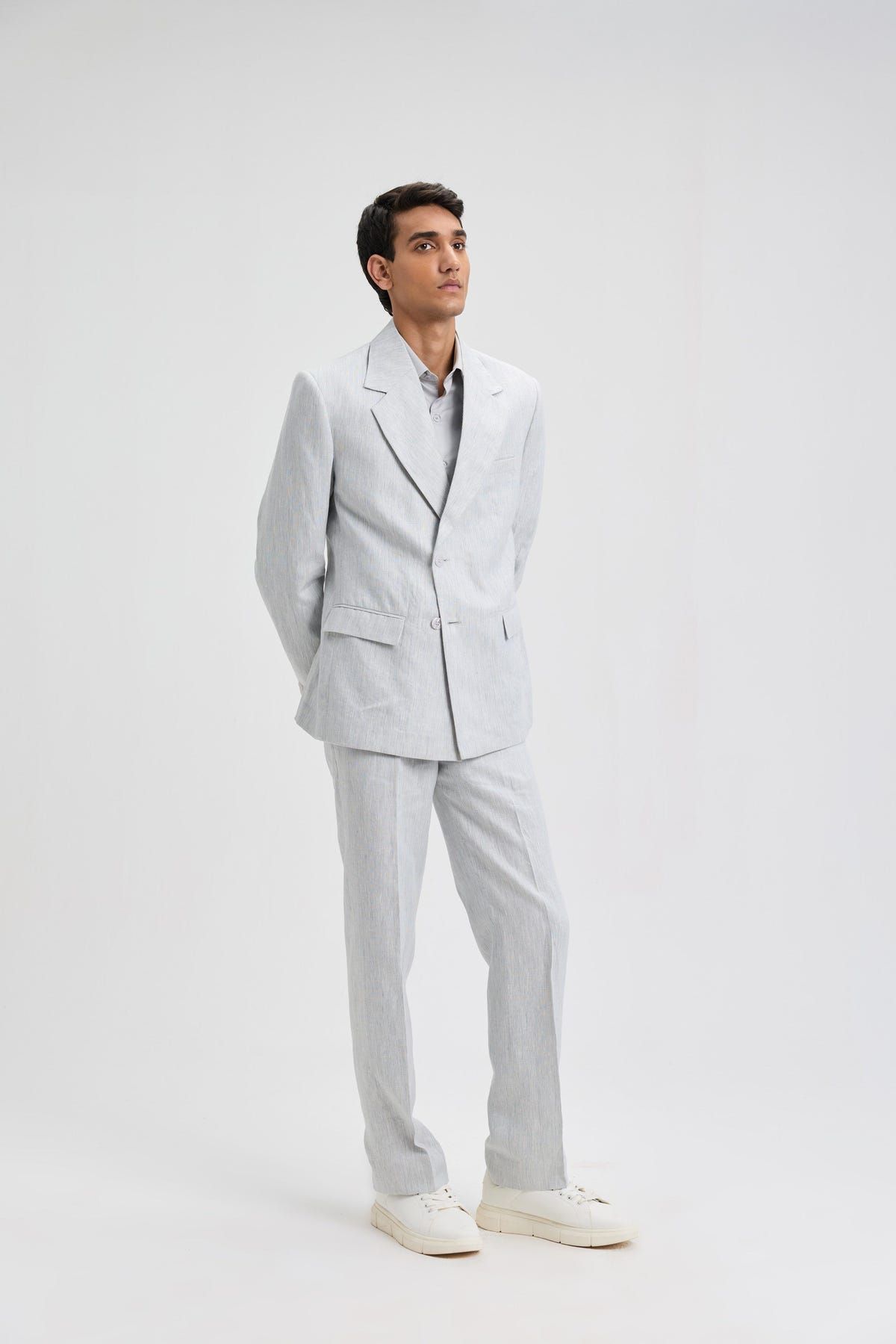 Light Grey Tailored Linen Pants - image 3