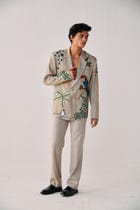 Tropical Hand Embroidered Causal Wedding Blazer view 2