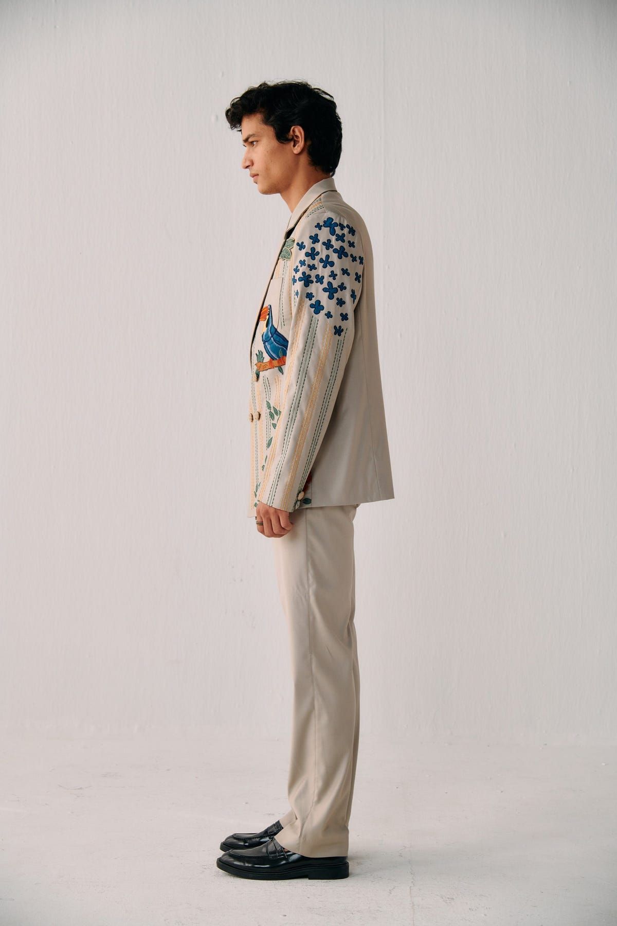 Tropical Hand Embroidered Causal Wedding Blazer - image 3