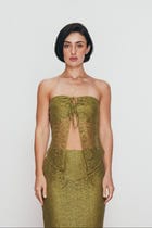 Olive Strapless Lace Top view 1