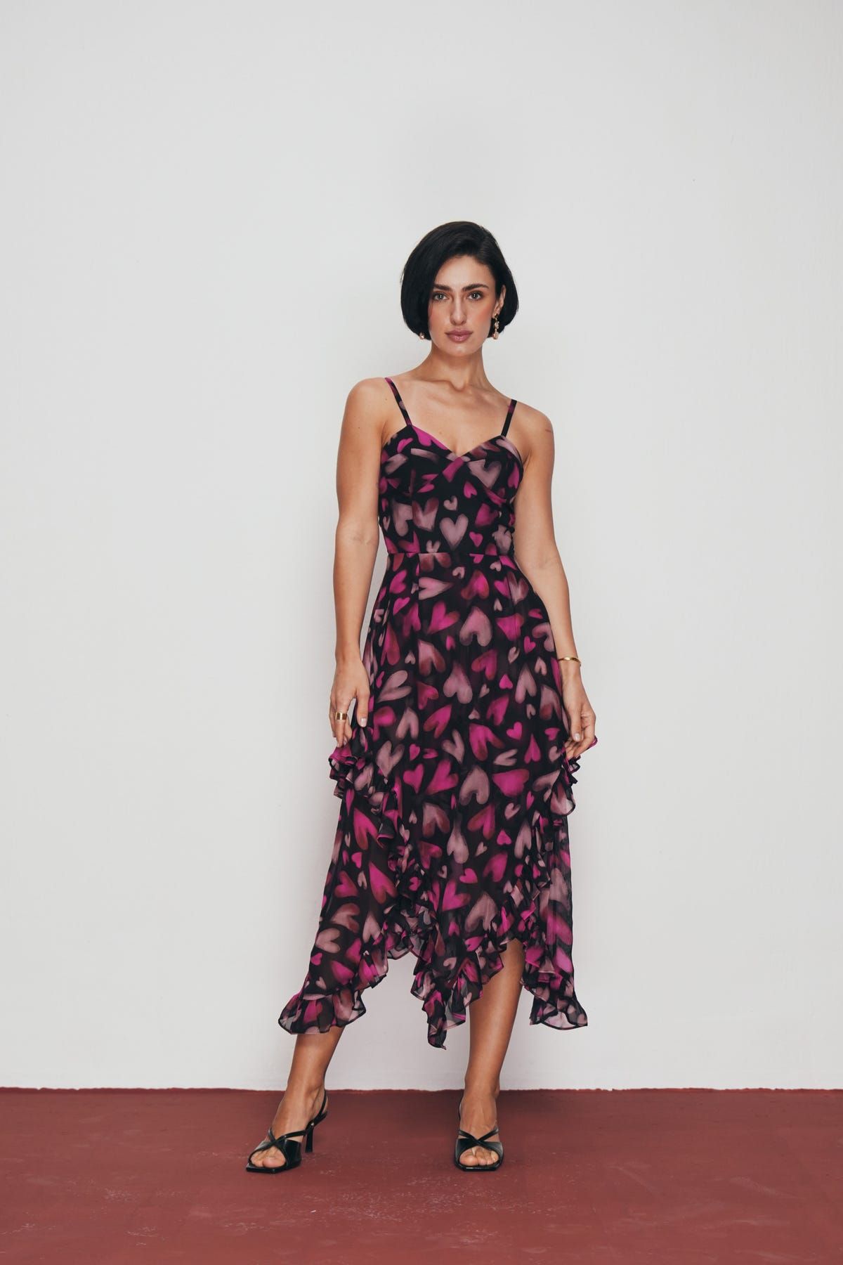 Midnight Hearts Ruffle Dress - image 1