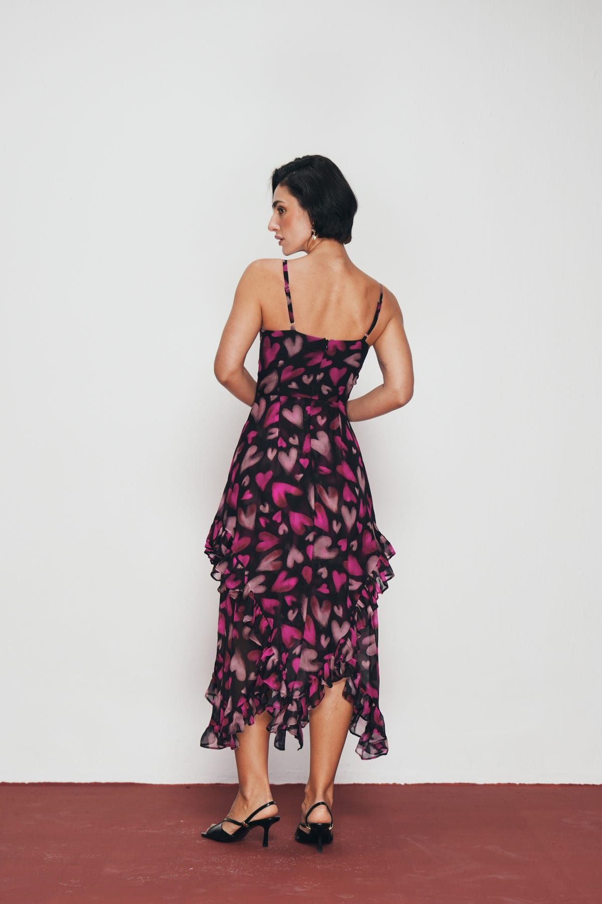 Midnight Hearts Ruffle Dress - image 4