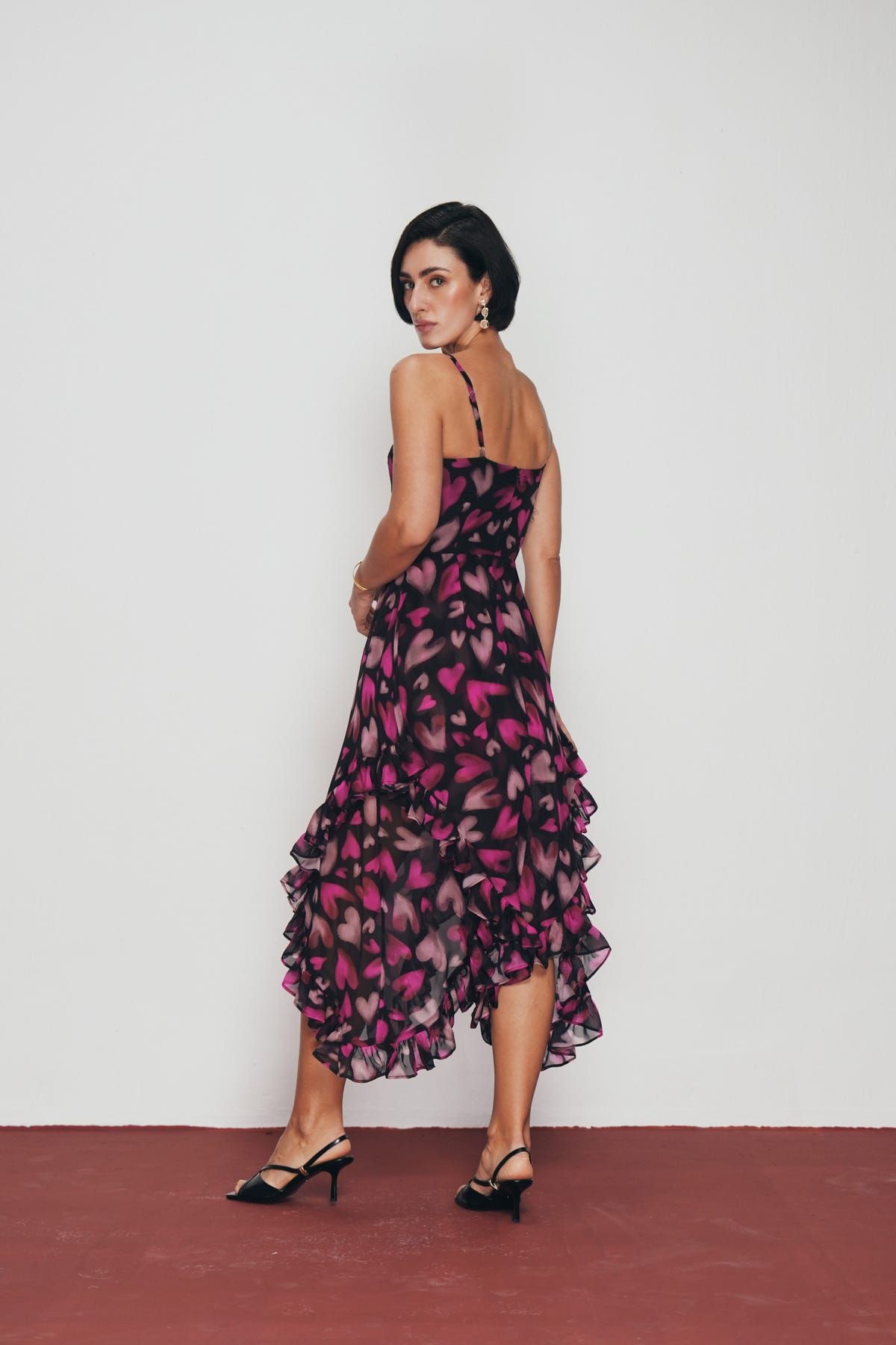 Midnight Hearts Ruffle Dress - image 5