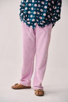 Bubblegum Pink velvet lounge pants view 1