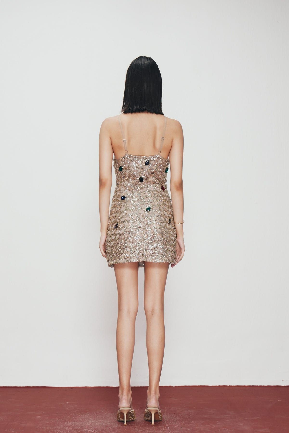 Champagne Mosaic embroidered dress - image 3