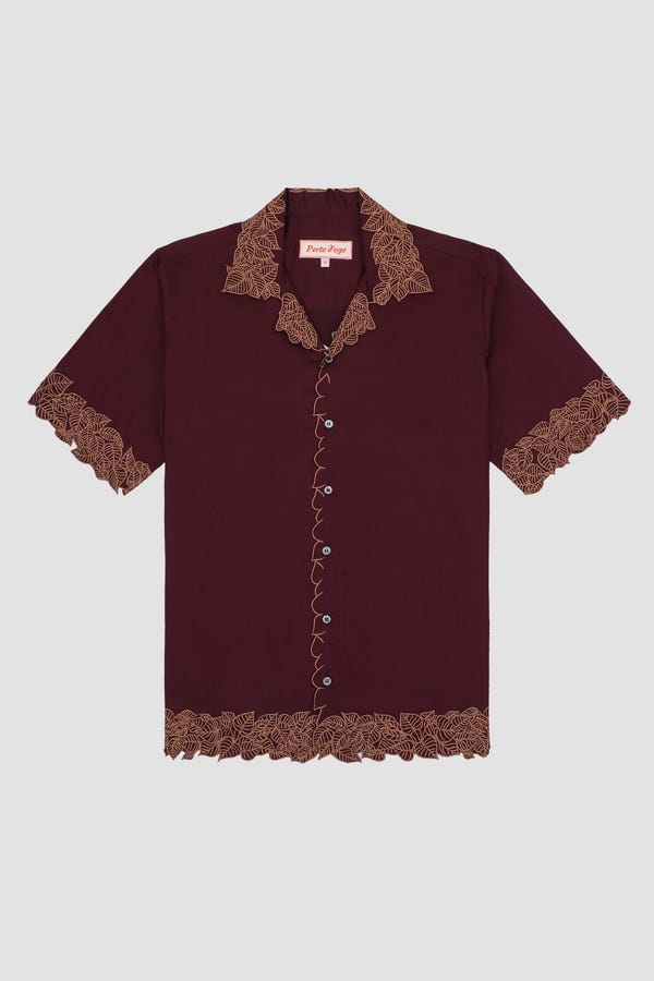 Perte D'ego — "Les feuilles" Cutwork shirt- wine