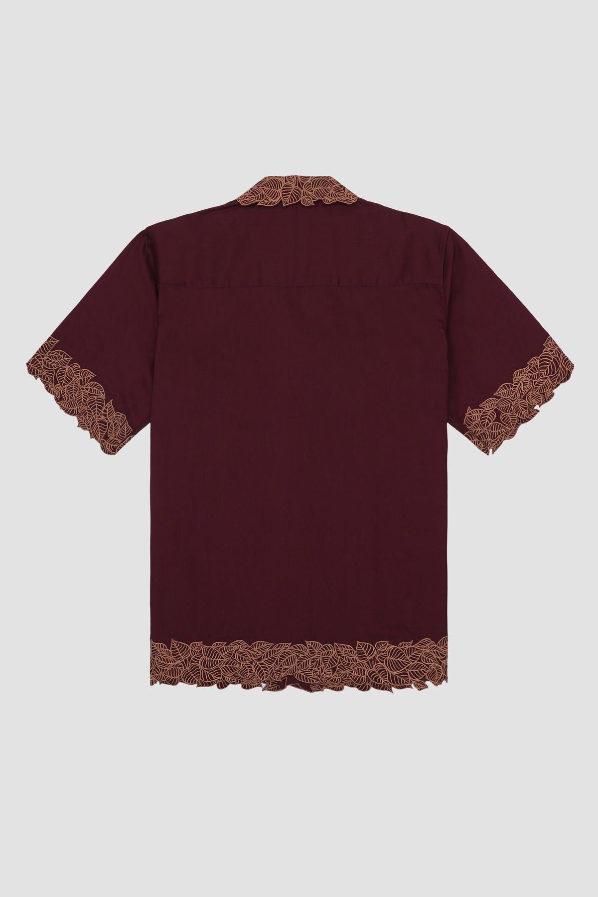 "Les feuilles" Cutwork shirt- wine - image 2