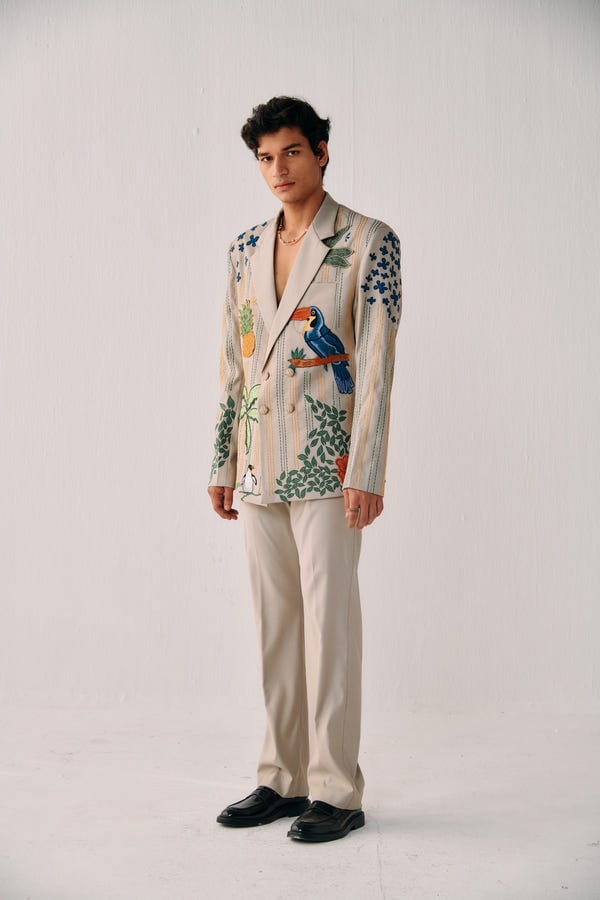 Perte D'ego — Tropical hand embroidered blazer