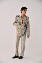 Tropical hand embroidered blazer view 2