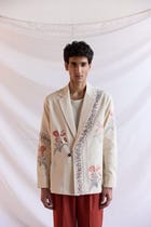 Vintage floral hand embroidered resort blazer view 1