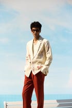 Vintage floral hand embroidered resort blazer view 2