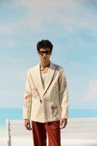 Vintage floral hand embroidered resort blazer view 3