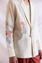 Vintage floral hand embroidered resort blazer view 5