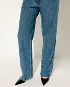 Hand embroidered floral straight fit denim view 2