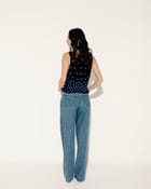 Hand embroidered floral straight fit denim view 3