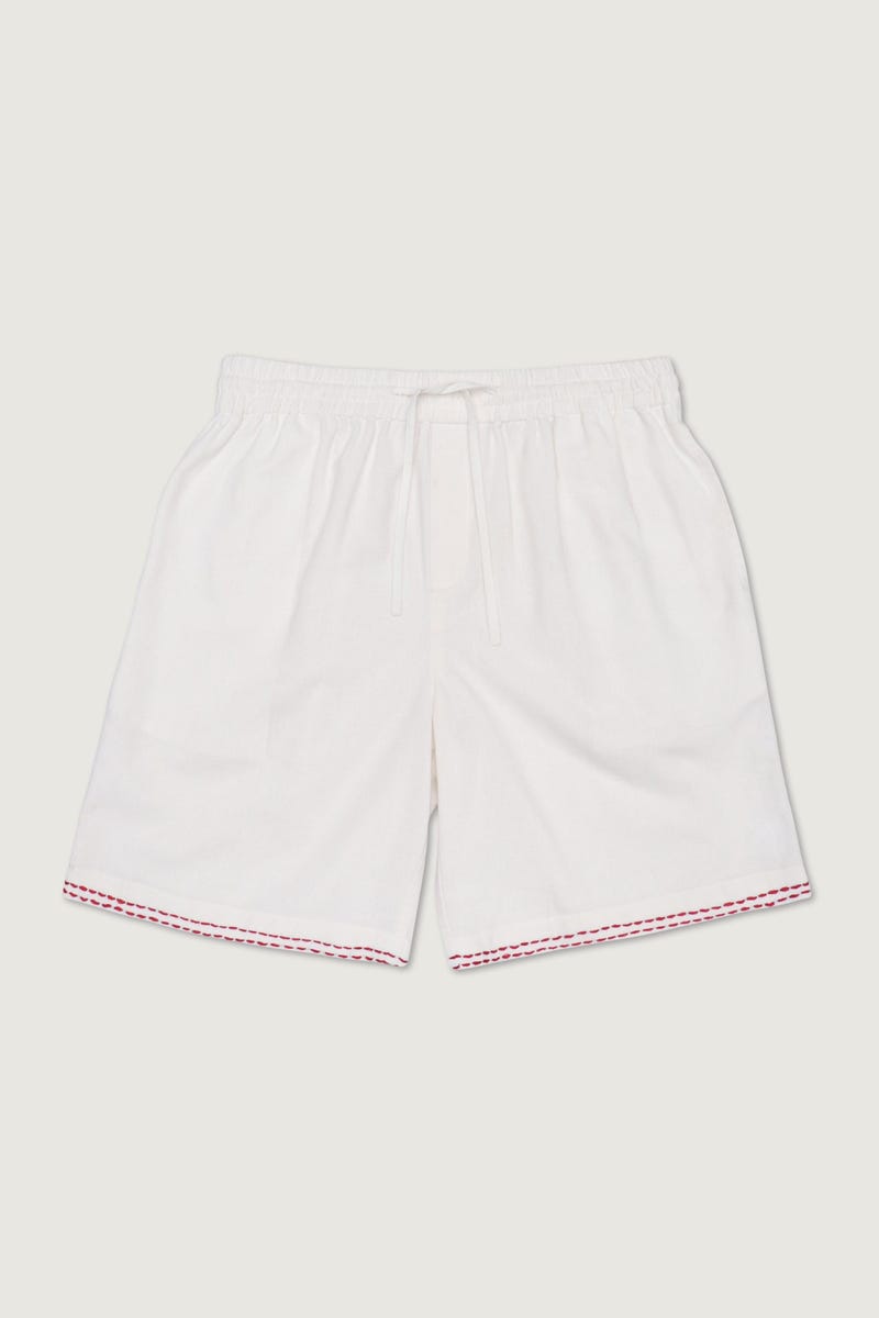 Hand embroidered kantha shorts