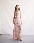 Lavender floral embellished Pleated Cowl Aline Dress view 1