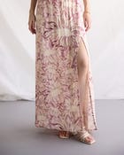 Lavender floral embellished Pleated Cowl Aline Dress view 2