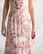 Lavender floral embellished Pleated Cowl Aline Dress view 4