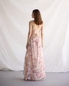 Lavender floral embellished Pleated Cowl Aline Dress view 5