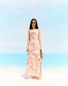 Lavender floral embellished Pleated Cowl Aline Dress view 6