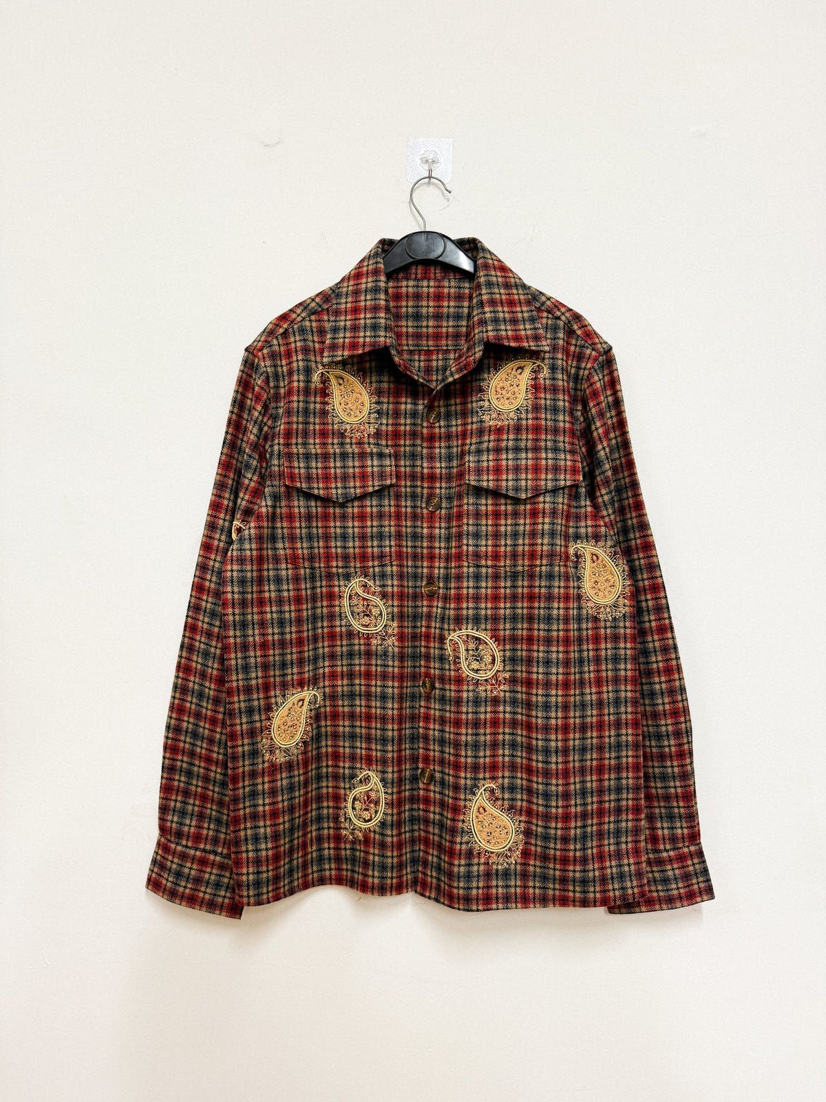 Hand embroidered paisley wool overshirt - image 1