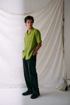 Floral embroidered lace shirt- Mint green view 5