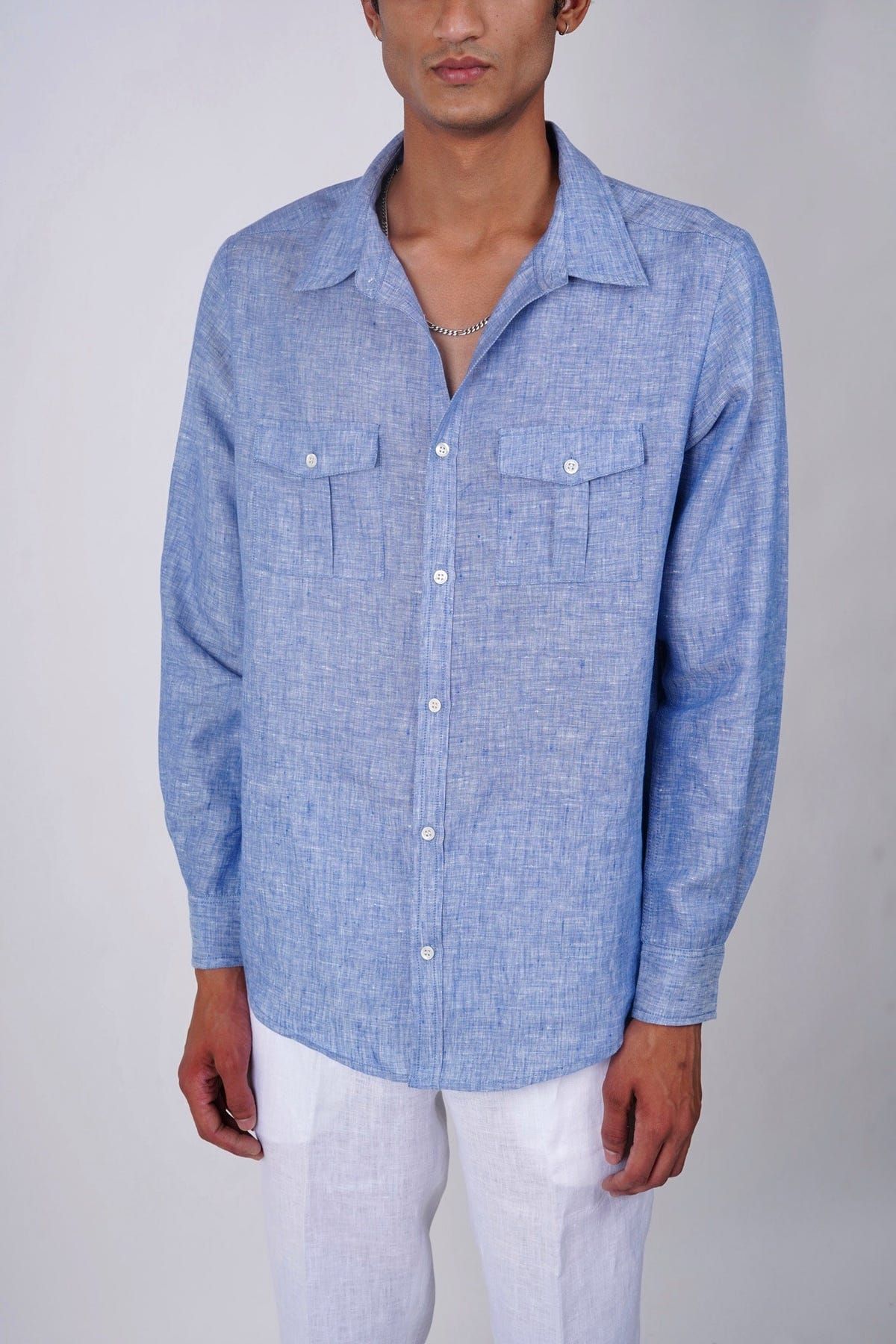 Ocean Blue Linen shirt - image 1