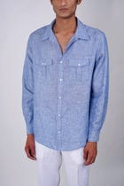 Ocean Blue Linen shirt view 1