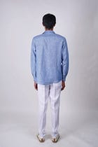 Ocean Blue Linen shirt view 3