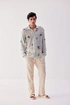 Floral applique lace shirt view 1