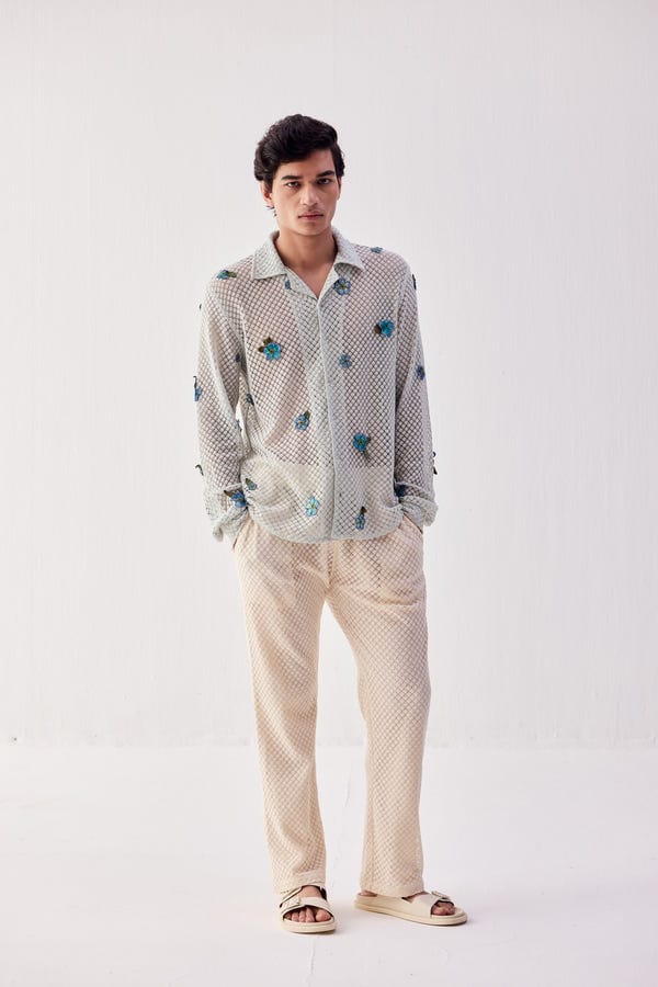 Perte D'ego — Floral applique lace shirt