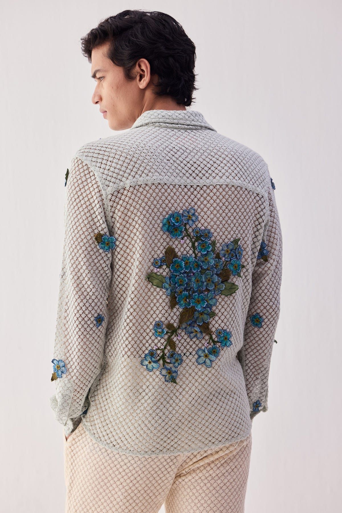 Floral applique lace shirt - image 2