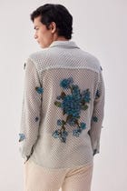 Floral applique lace shirt view 2