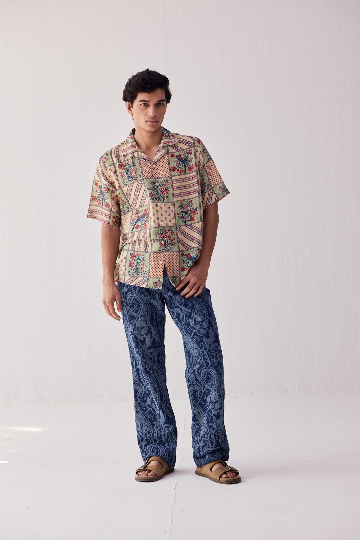 Paisley straight fit denim pants - image 1