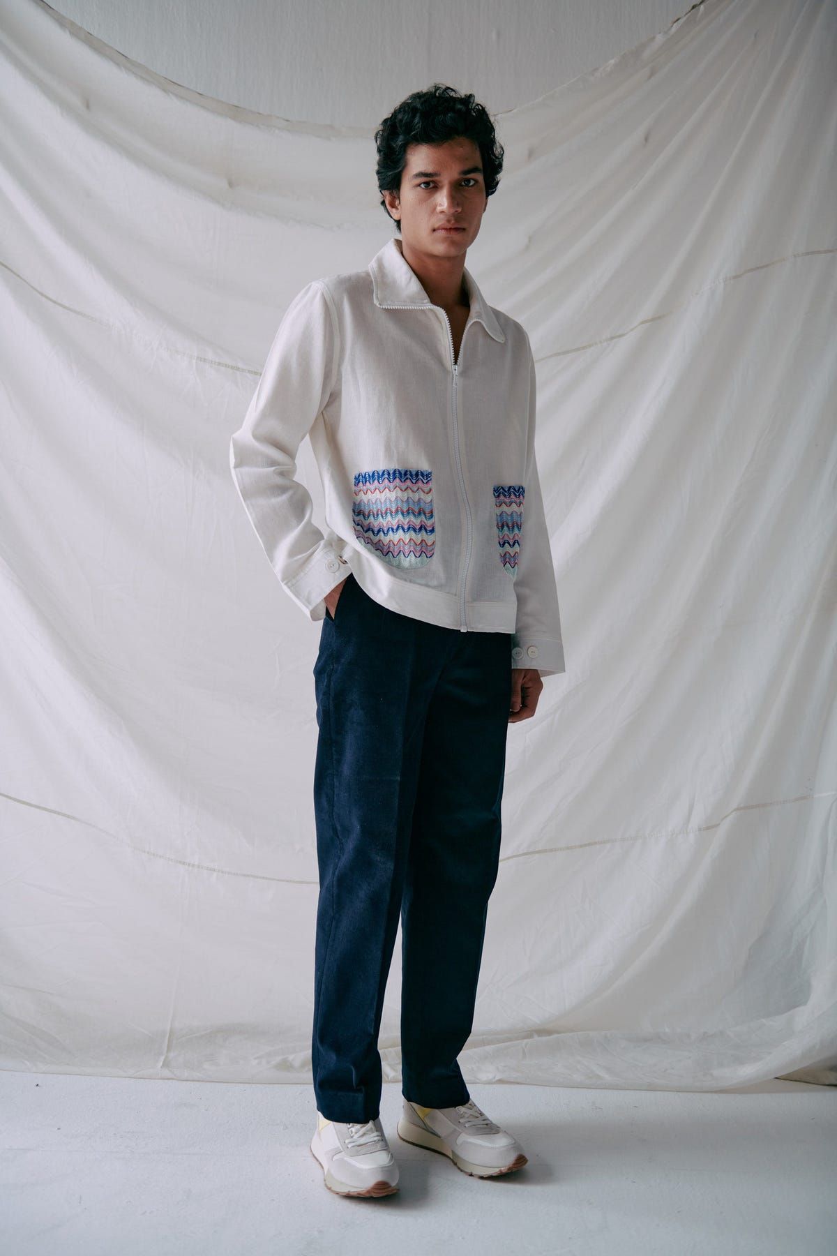 Wavy pockets Zip up Jacket - image 1