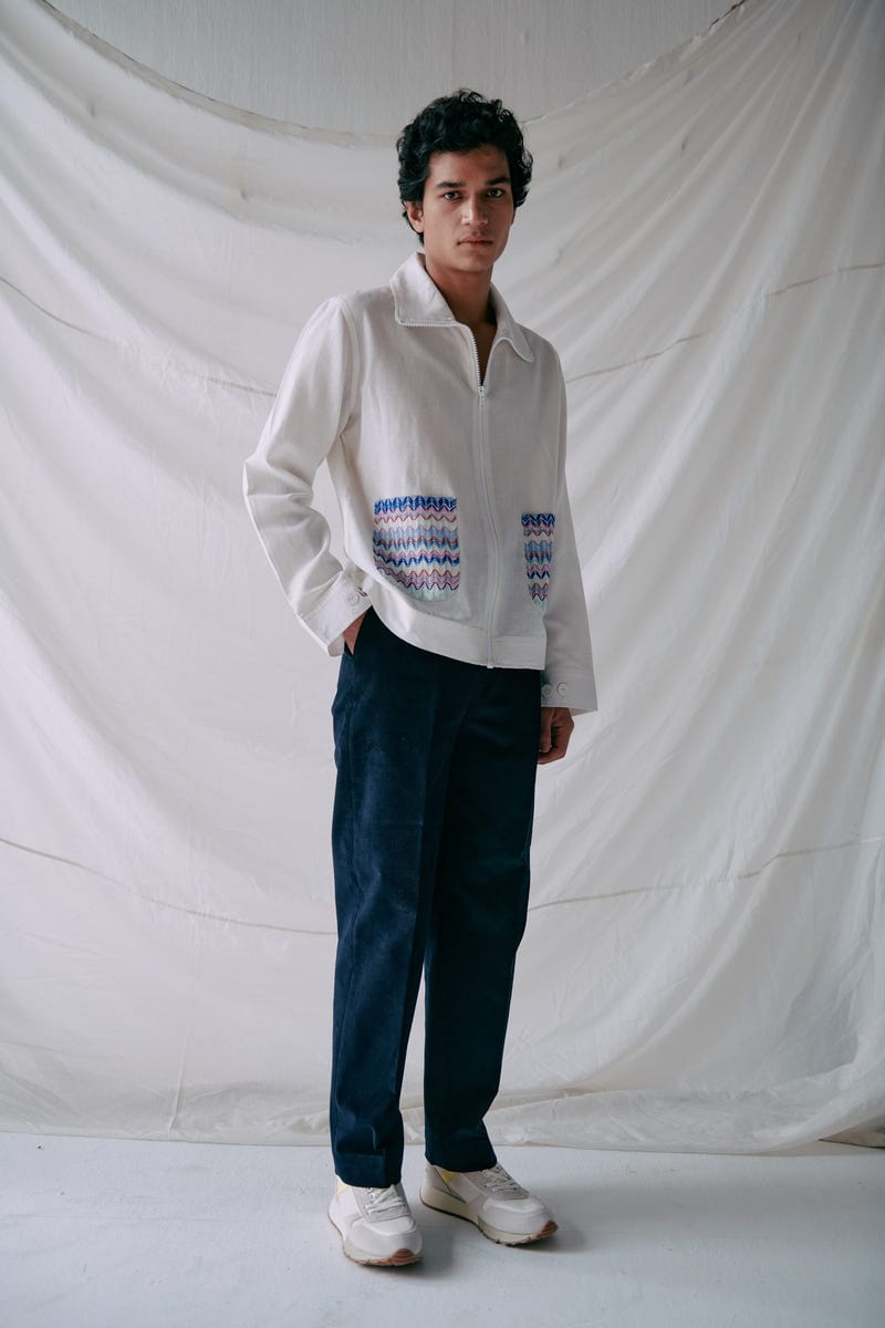 Wavy pockets Zip up Jacket