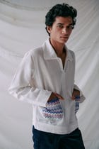 Wavy pockets Zip up Jacket view 3