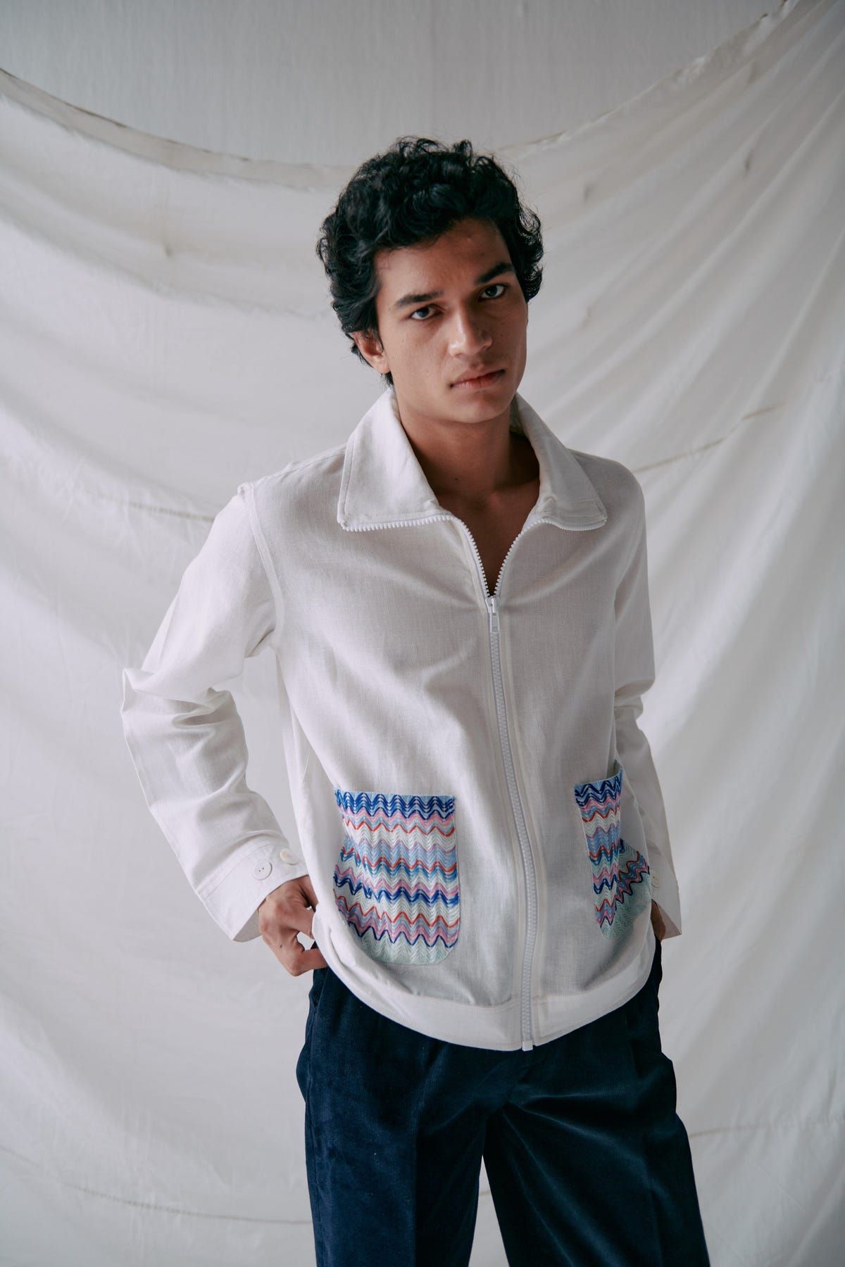 Wavy pockets Zip up Jacket - image 4