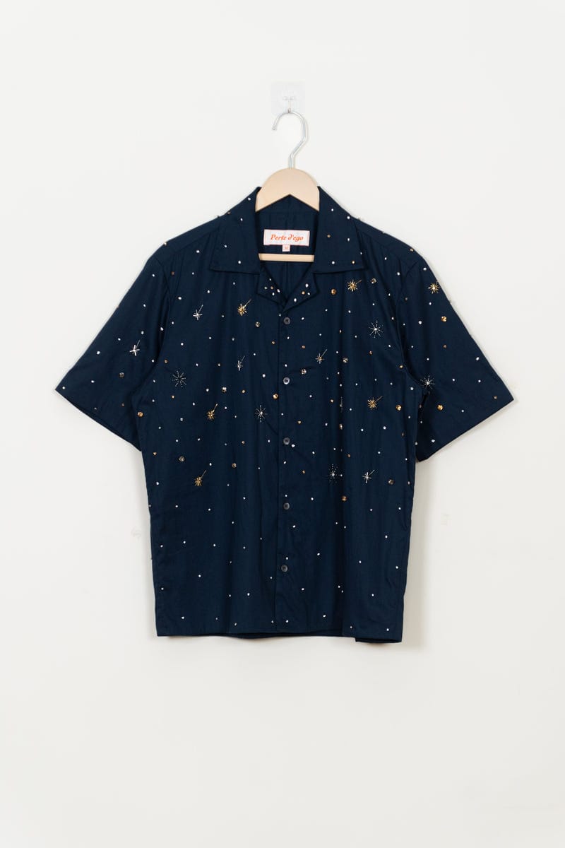 "Night sky" hand embroidered Shirt