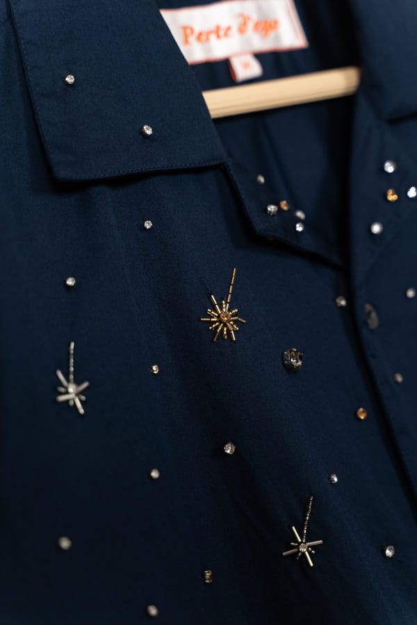 Perte D'ego — "Night sky" hand embroidered Shirt