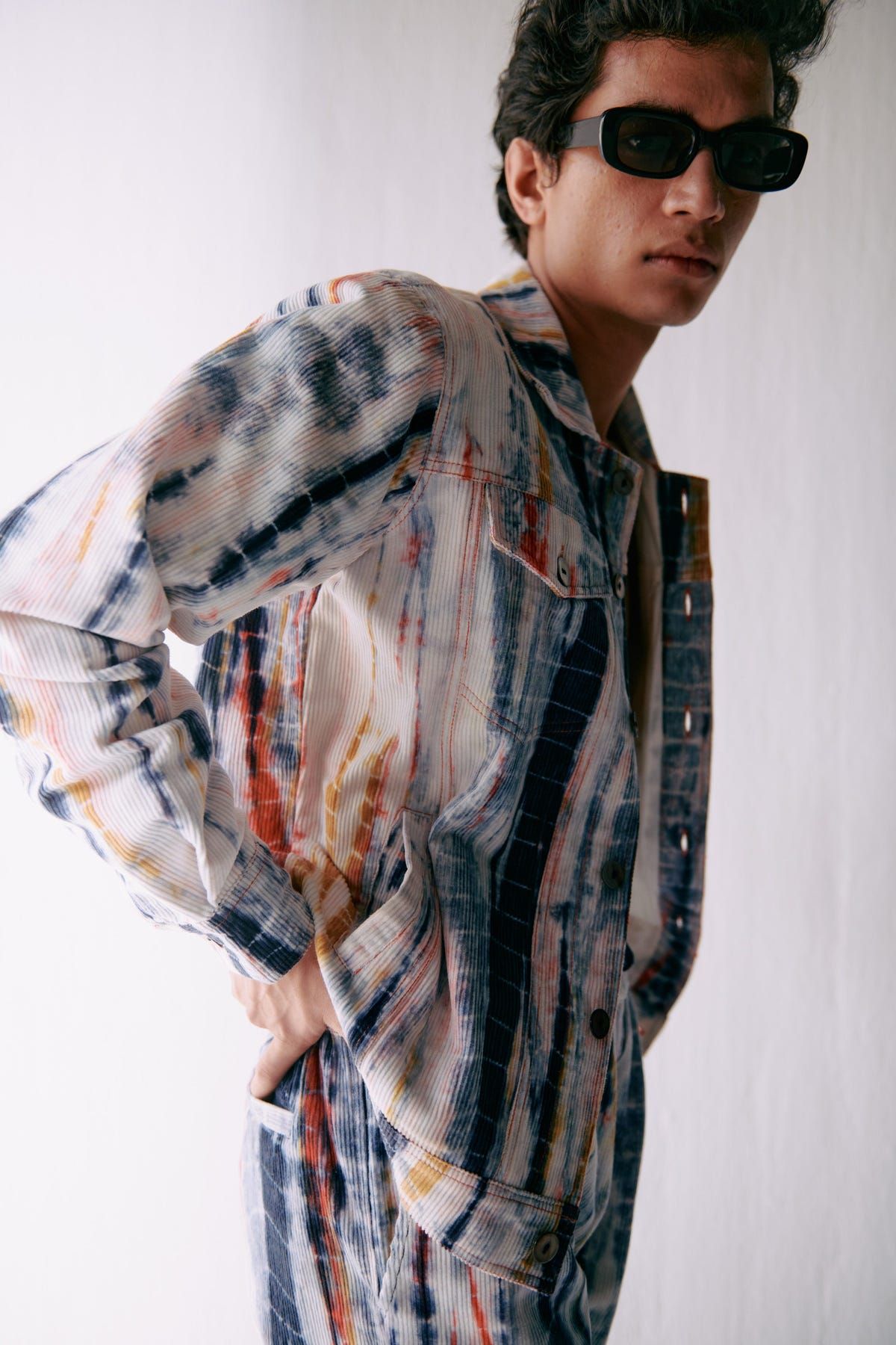 Multicolor shibori trucker jacket - image 8
