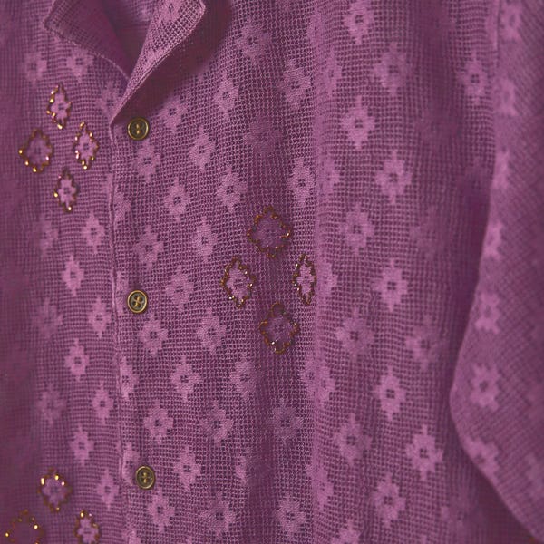 Perte D'ego — Purple embellished lace shirt