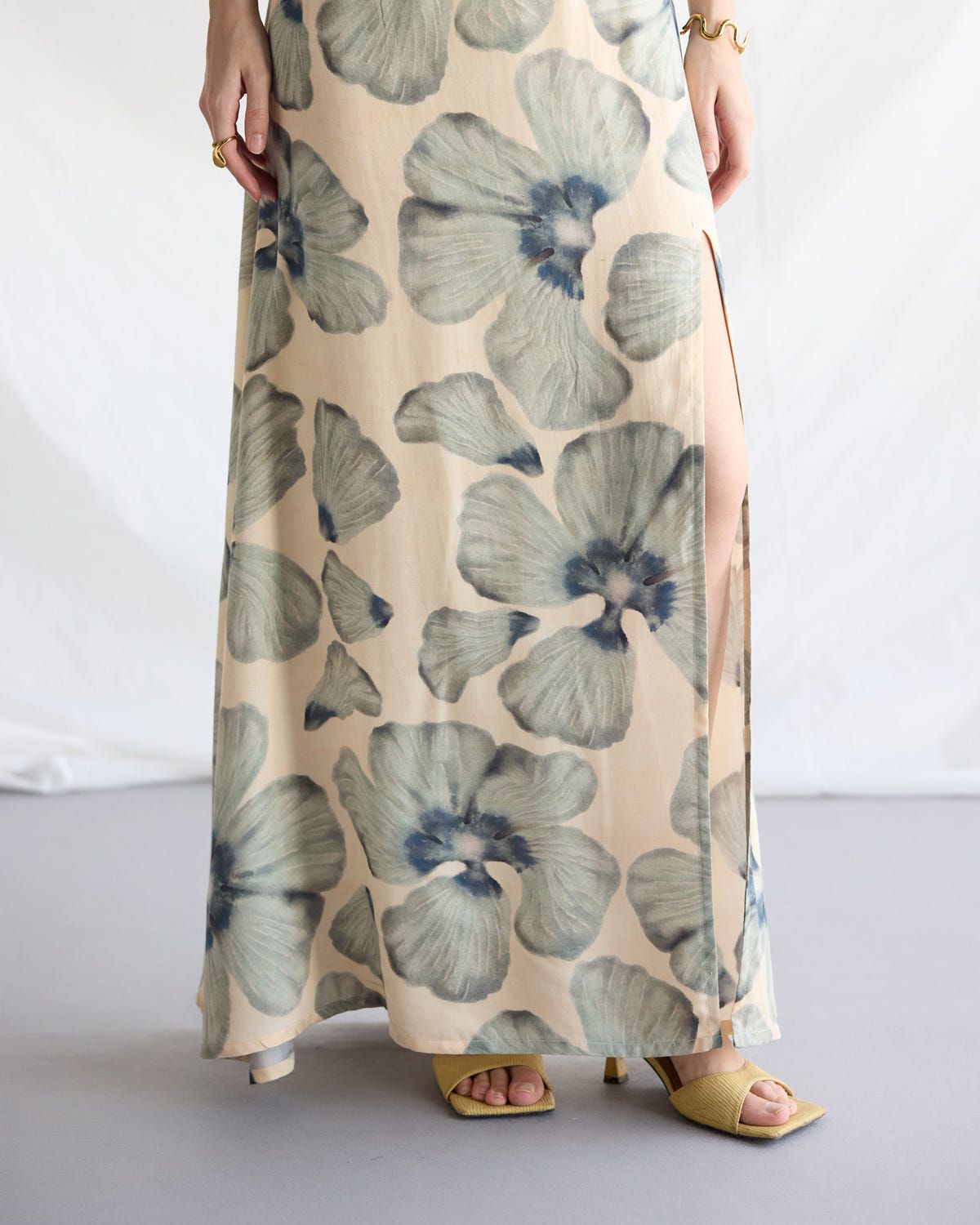 "Ocean Bloom" Pleated Cowl Aline Dress - image 2