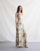 "Ocean Bloom" Pleated Cowl Aline Dress view 3