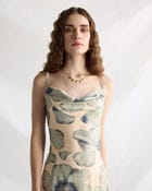 "Ocean Bloom" Pleated Cowl Aline Dress view 4