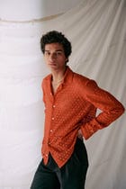 Floral lace full sleeve shirt- Rust view 4