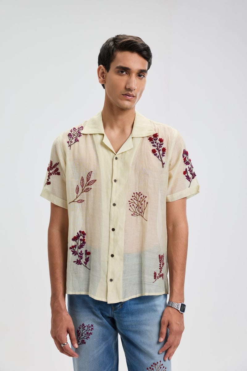 Hand embroidered floral shirt