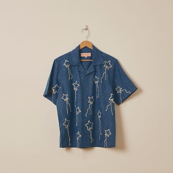 Perte D'ego — Hand embroidered stars denim shirt