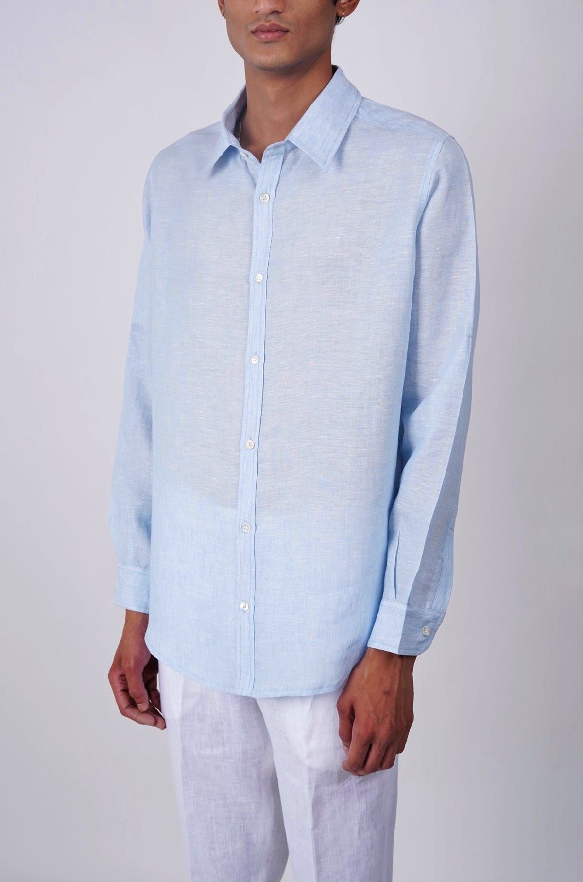 Baby Blue full sleeve linen shirt - image 1